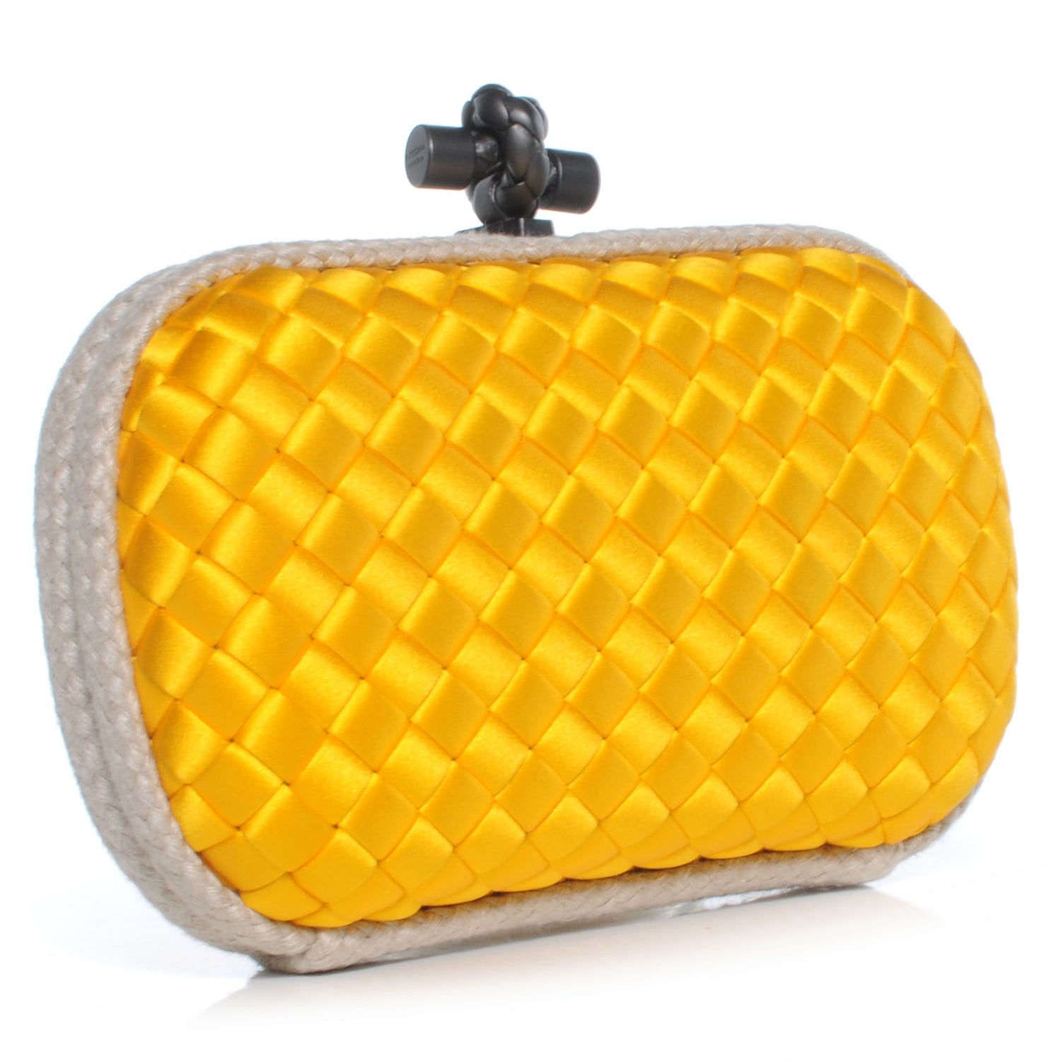 Bottega Veneta Satin Knot Clutch Yellow 3 of 6