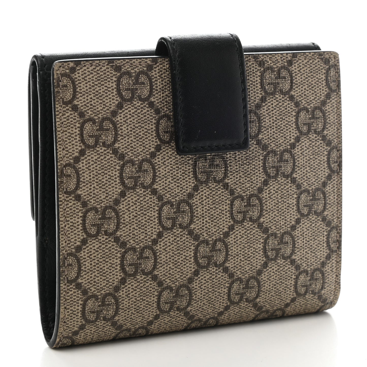 GG Supreme Monogram French Flap Wallet Black