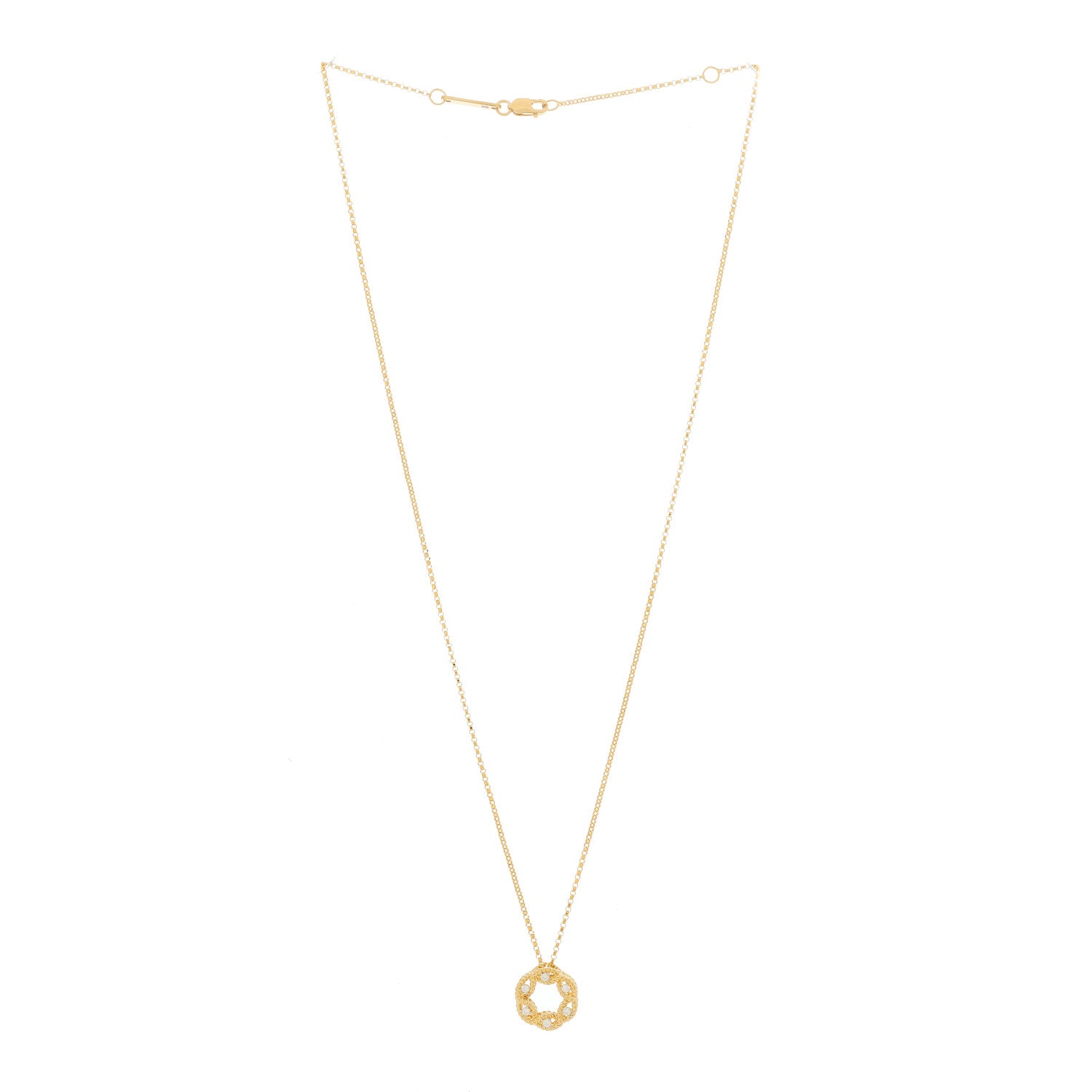 Roberto Coin 18K Yellow Gold Diamond Barocco Twisted Circle Necklace 4 of 8