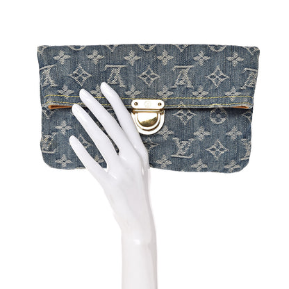 Louis Vuitton Monogram Denim Pochette Plat Clutch Blue 2 of 7