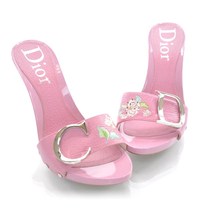 Christian Dior Leather Vintage Flowers Sandals 37 Pink 5 of 6