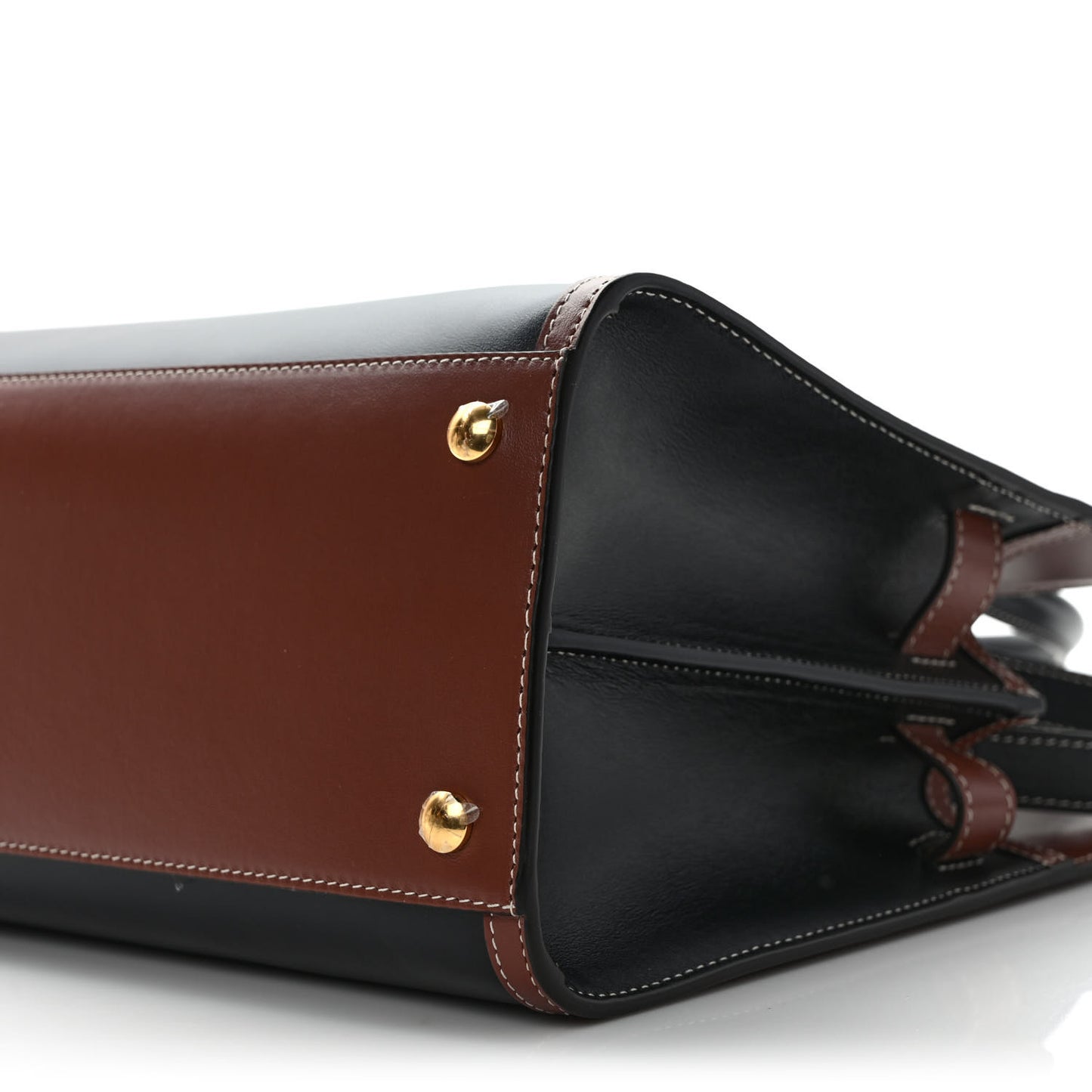 Calfskin Vintage Check Small Two Handle Title Bag Black
