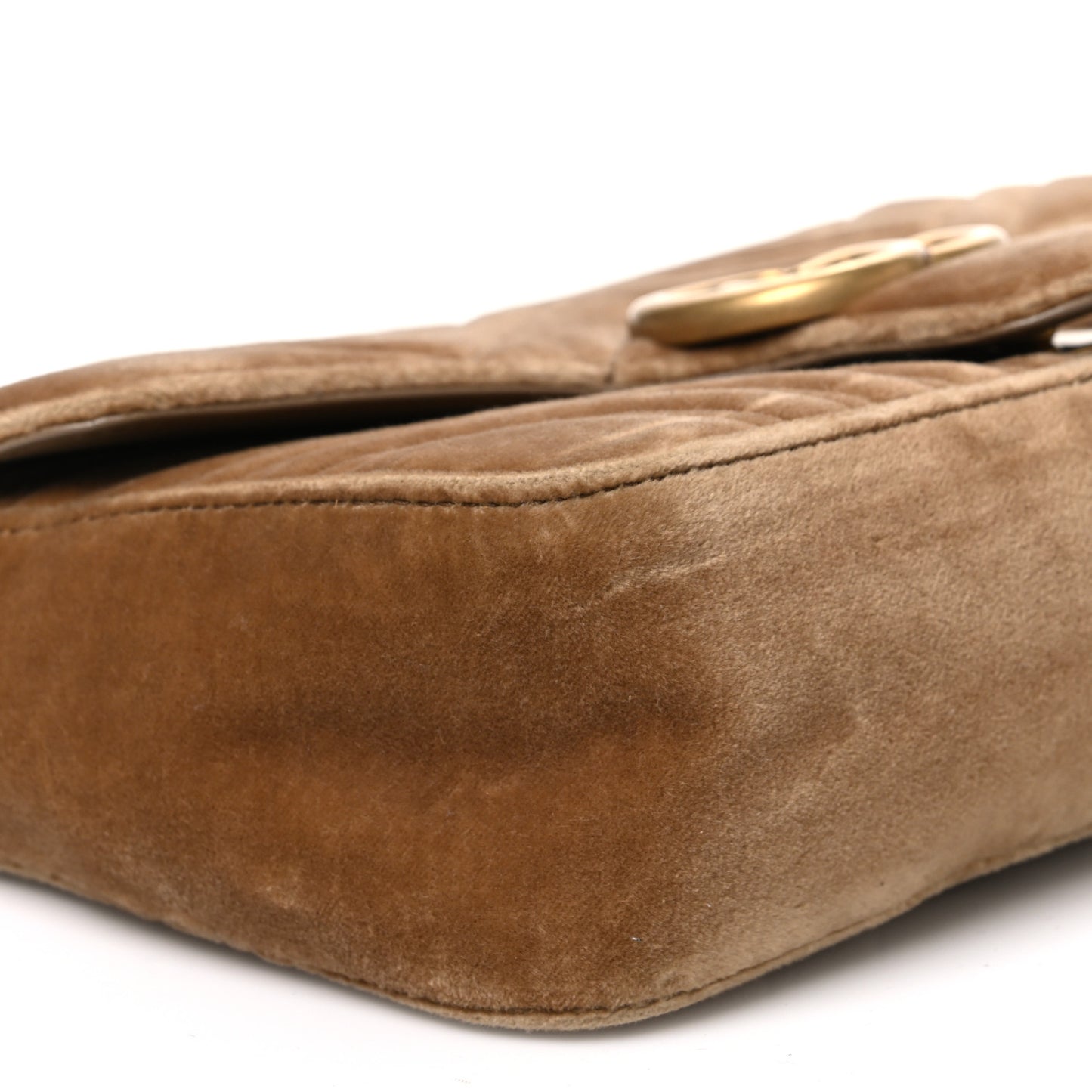 Velvet Matelasse Medium GG Marmont Shoulder Bag Taupe