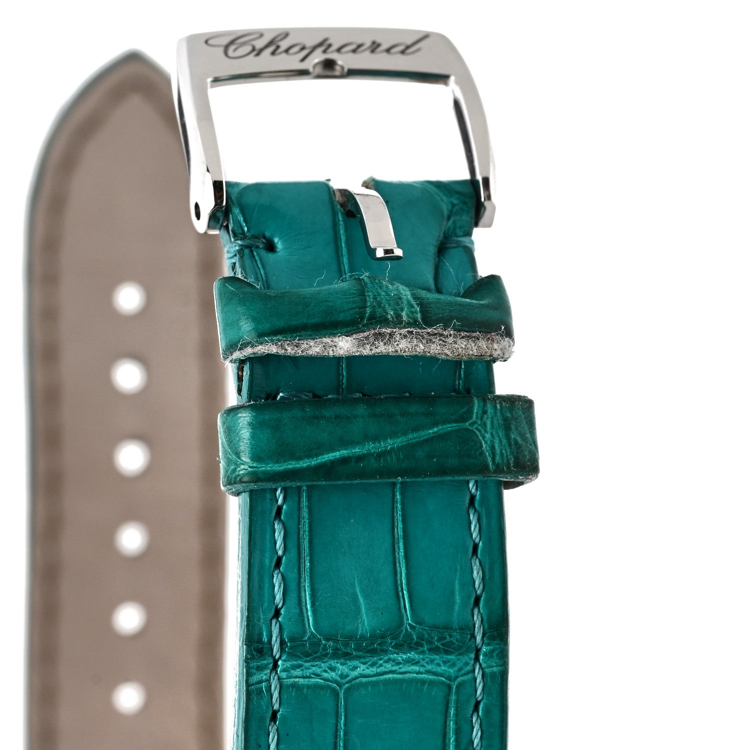 Chopard 18K Rose Gold Stainless Steel Alligator Diamond Turquoise Mother of Pearl 36mm Happy Sport Fish Automatic Watch 9 of 9