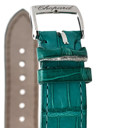 Chopard 18K Rose Gold Stainless Steel Alligator Diamond Turquoise Mother of Pearl 36mm Happy Sport Fish Automatic Watch 9 of 9