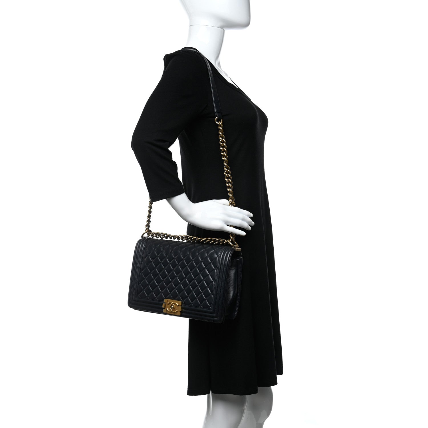 Chanel Calfskin Quilted New Medium Boy Flap Navy Blue 2 of 9
