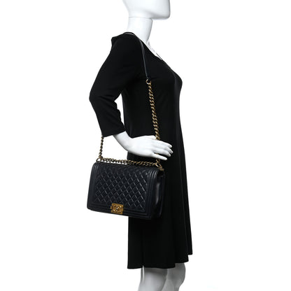 Chanel Calfskin Quilted New Medium Boy Flap Navy Blue 2 of 9