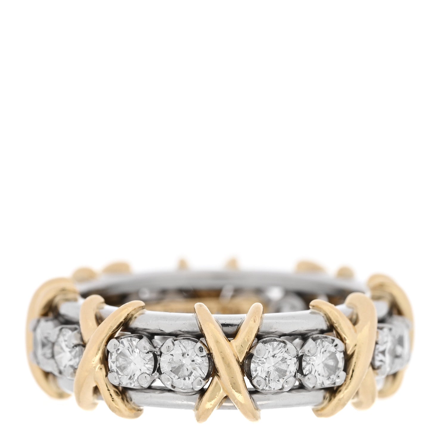 Tiffany Platinum 18K Yellow Gold Diamond Schlumberger Sixteen Stone Ring 52 6 4 of 7