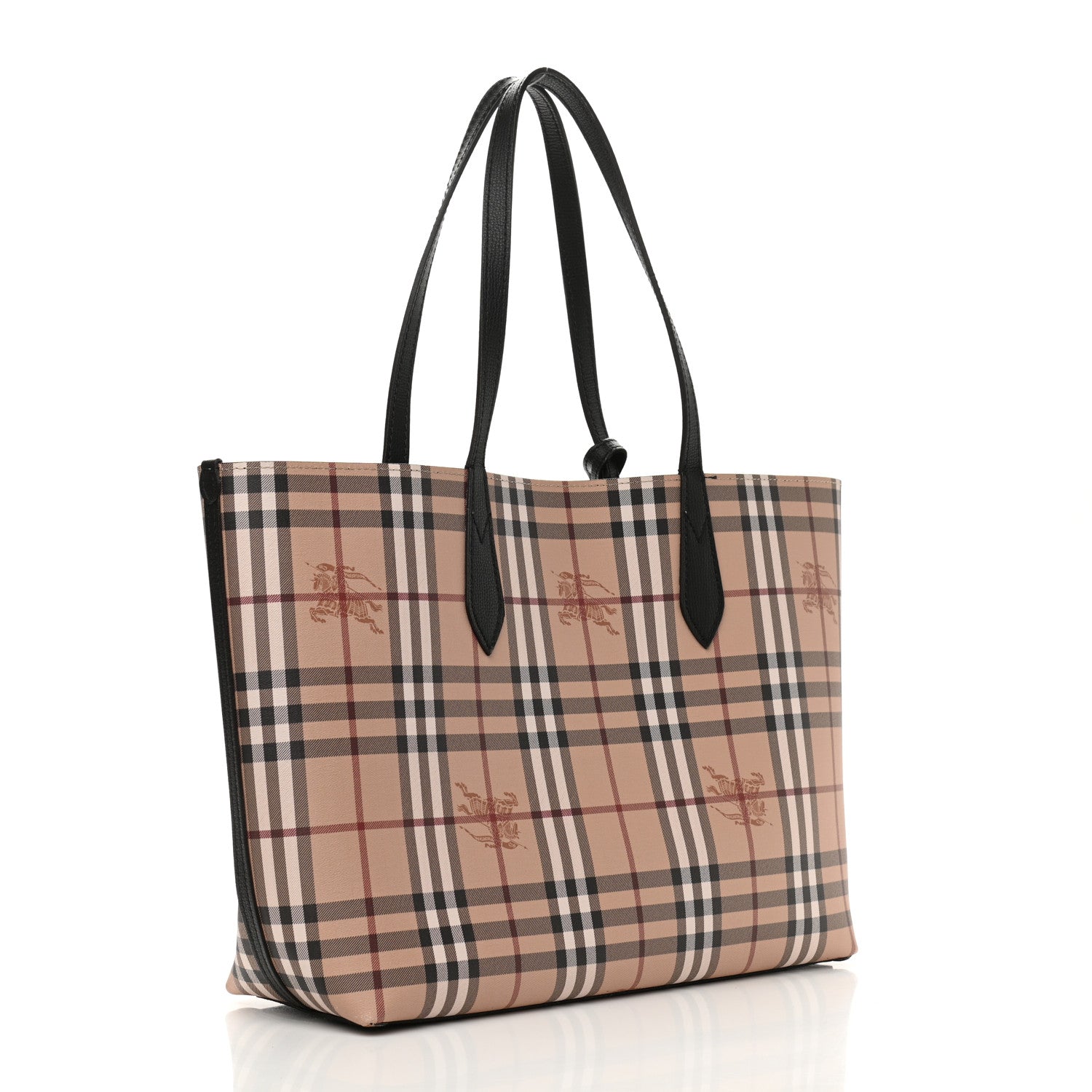 Burberry Grainy Calfskin Haymarket Check Medium Reversible Tote Black 4 of 17