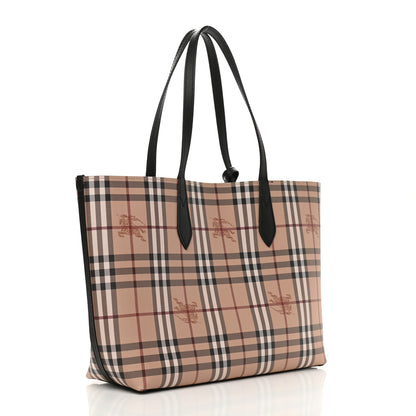 Burberry Grainy Calfskin Haymarket Check Medium Reversible Tote Black 4 of 17