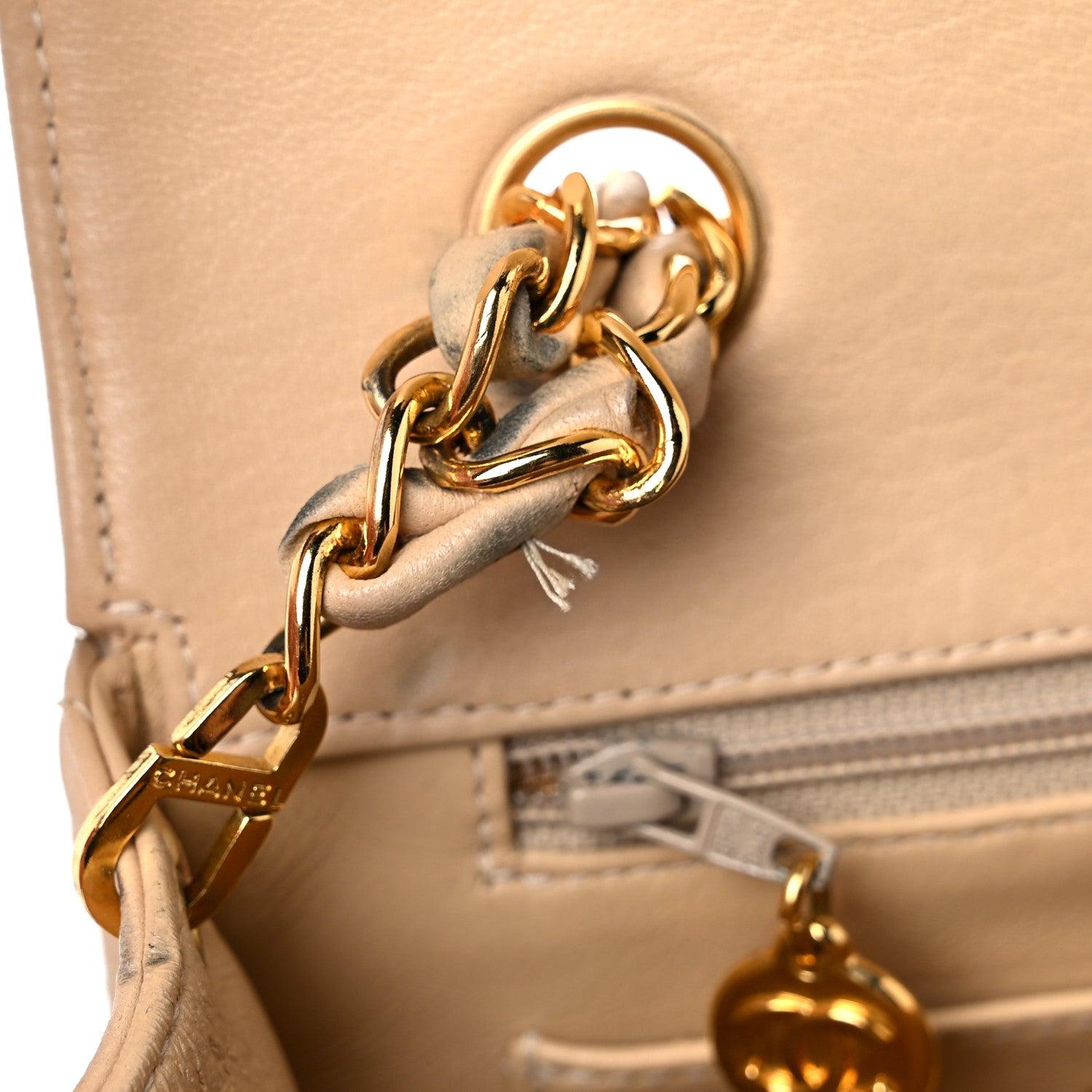 Chanel Lambskin Quilted Mini Square Flap Beige 17 of 26