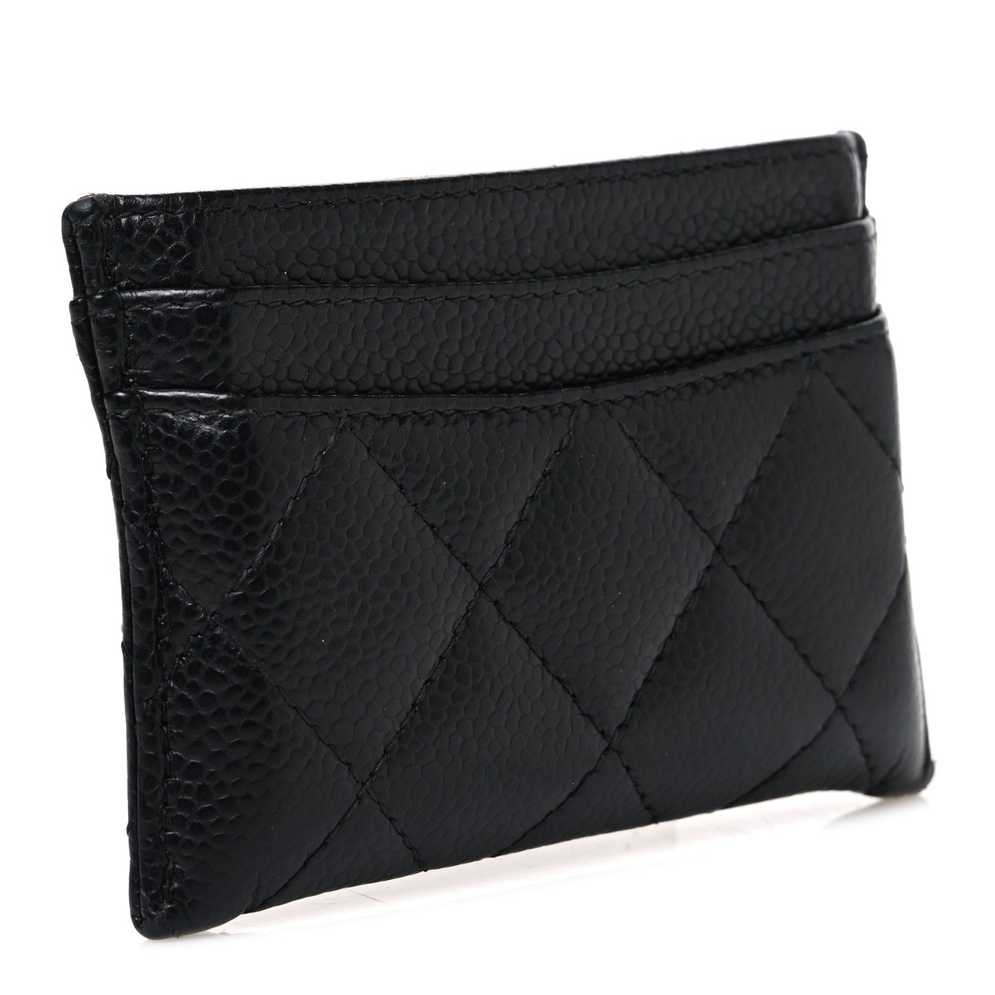 Caviar Quilted Card Holder Black