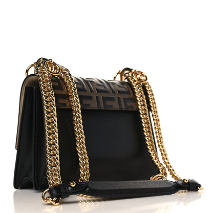 Fendi Vitello Liberty Bi-Color FF 1974 Embossed Small Kan I Shoulder Bag Black Maya 3 of 9