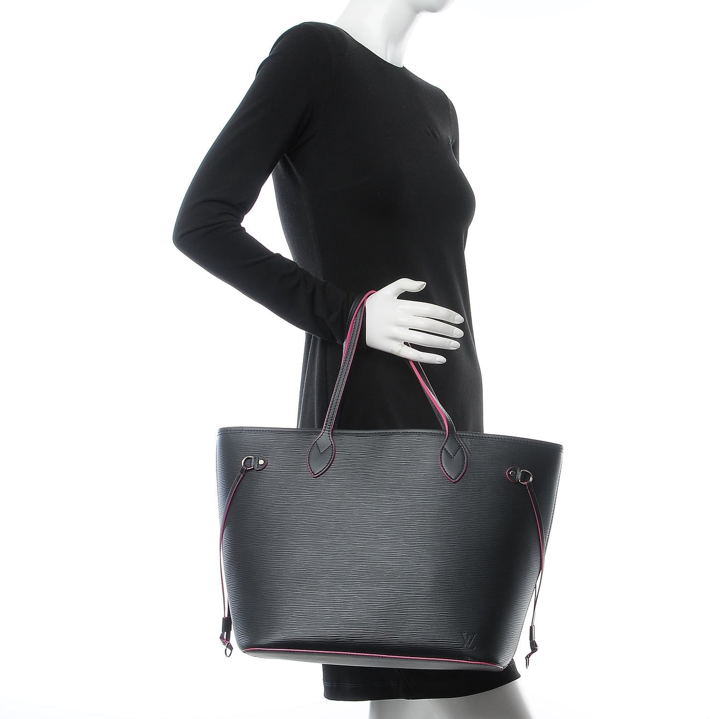 Epi Neverfull MM Black Hot Pink