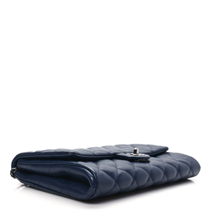 Chanel Lambskin Quilted Clutch With Chain Flap Navy 3 of 7
