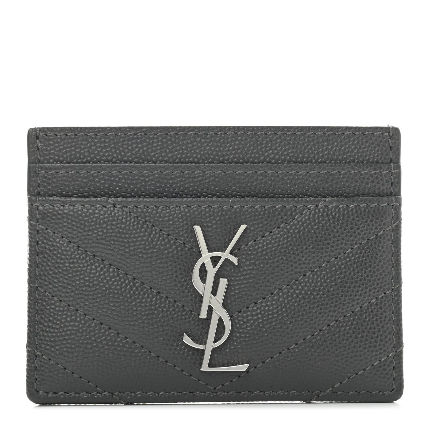 Grain De Poudre Matelasse Chevron Monogram Credit Card Case Earth