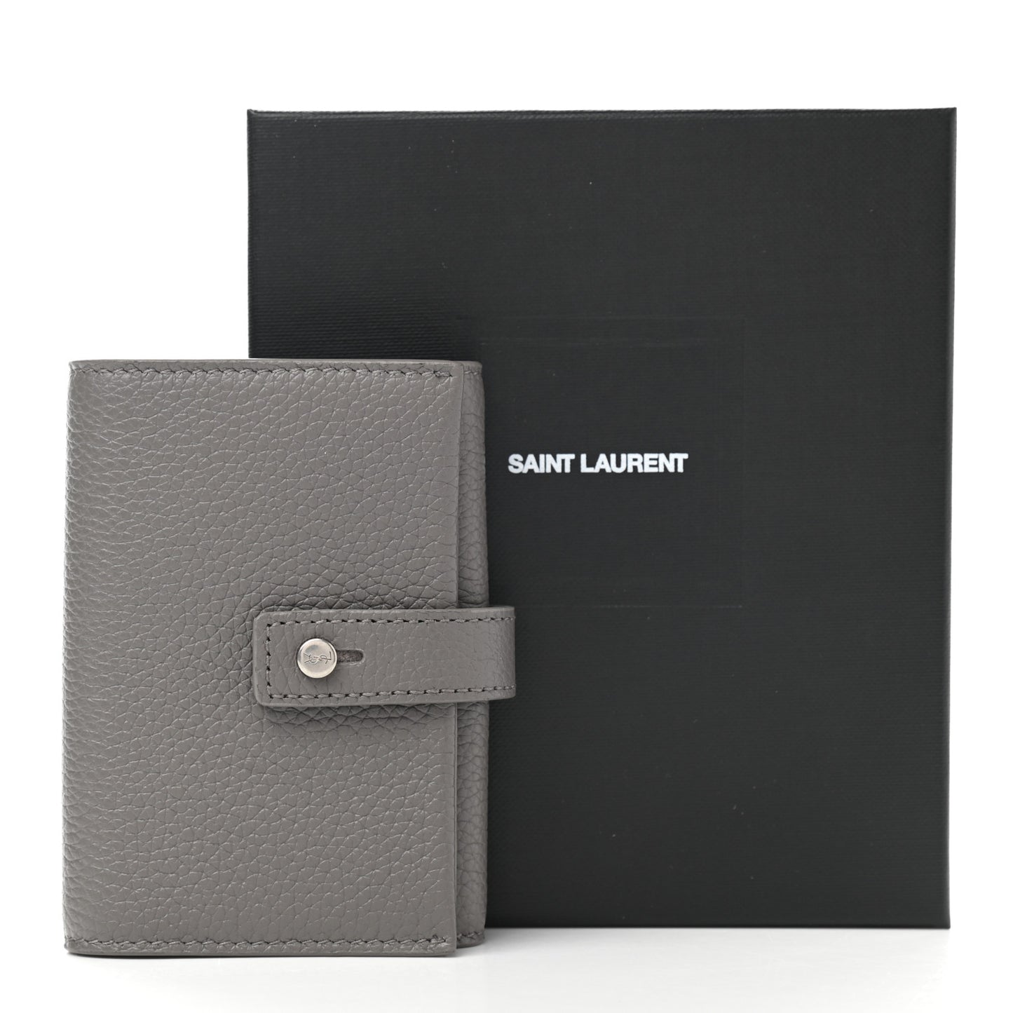 Grained Calfskin Key Holder Wallet Grey