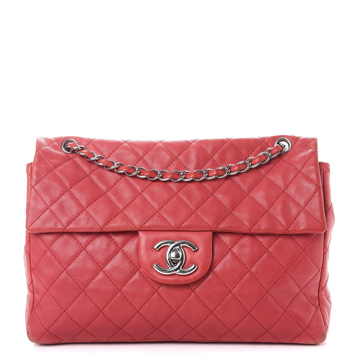 Chanel Washed Caviar Quilted Maxi Single Flap Fuchsia 1 of 13