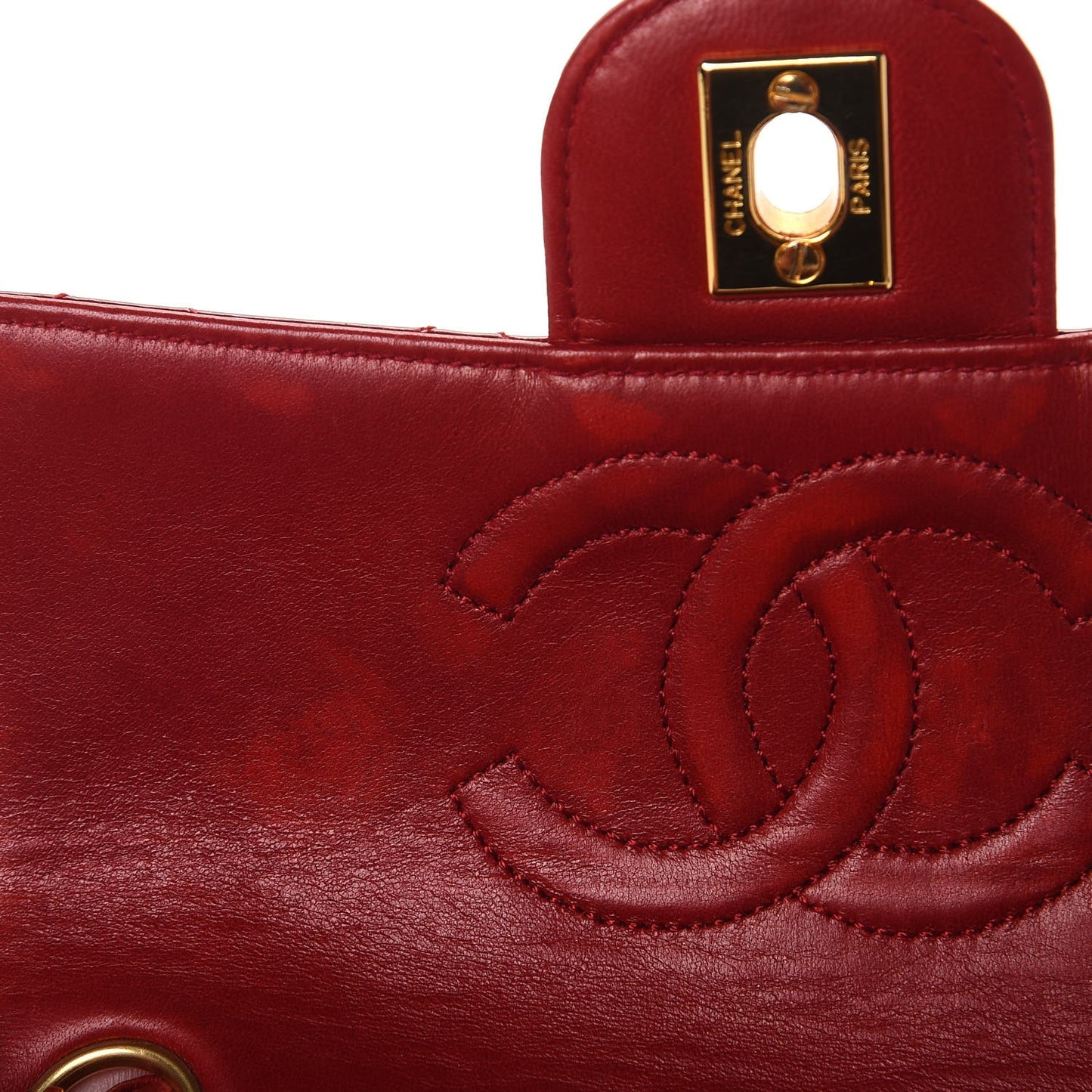 Patent Quilted Mini Square Flap Red