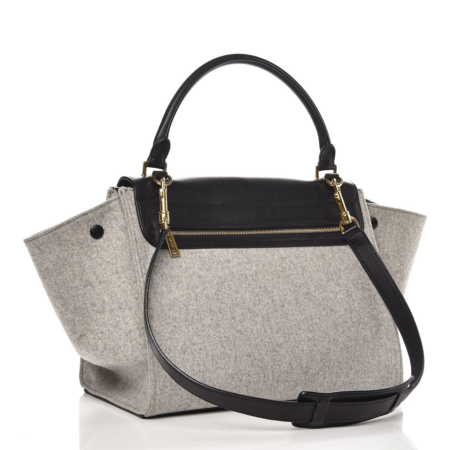 Felt Smooth Calfskin Medium Trapeze Pearl Grey