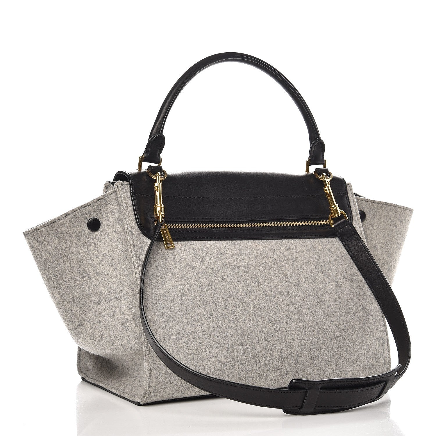 Celine Felt Smooth Calfskin Medium Trapeze Pearl Grey 3 of 12