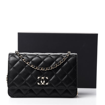 Chanel Caviar Quilted Coco Candy Wallet On Chain WOC Black 12 of 12