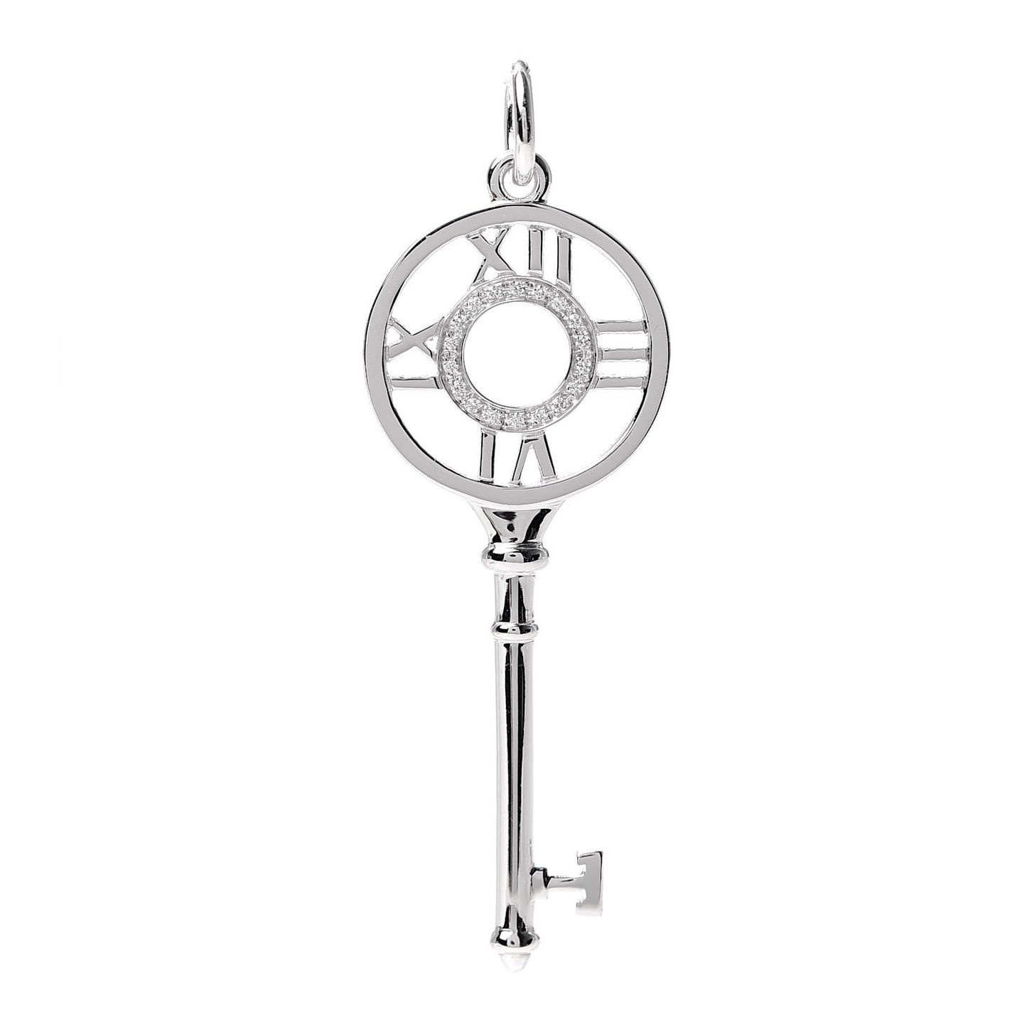 18K White Gold Diamond Atlas Key Pendant