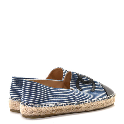 Chanel Denim CC Espadrilles 39 Blue White Black 4 of 9