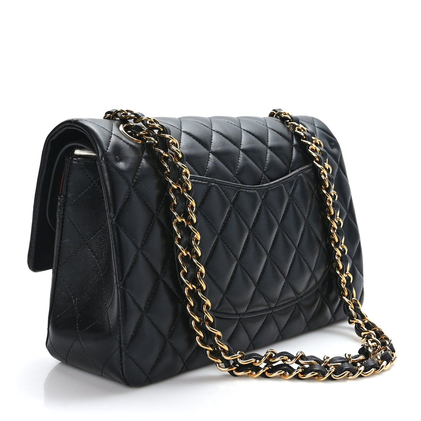 Lambskin Quilted Medium Double Flap Black