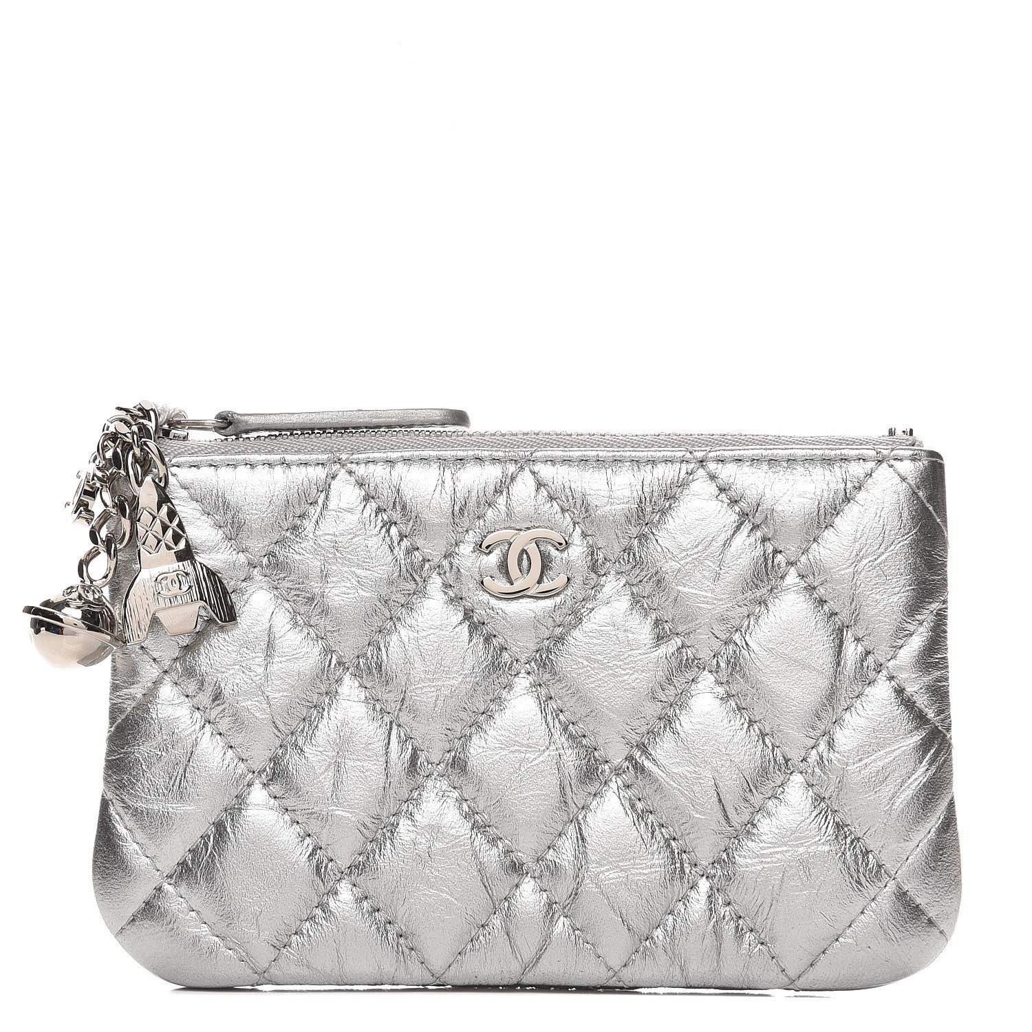 Chanel Metallic Calfskin Quilted Small Cosmo Cosmetic Case Silver 1 of 7