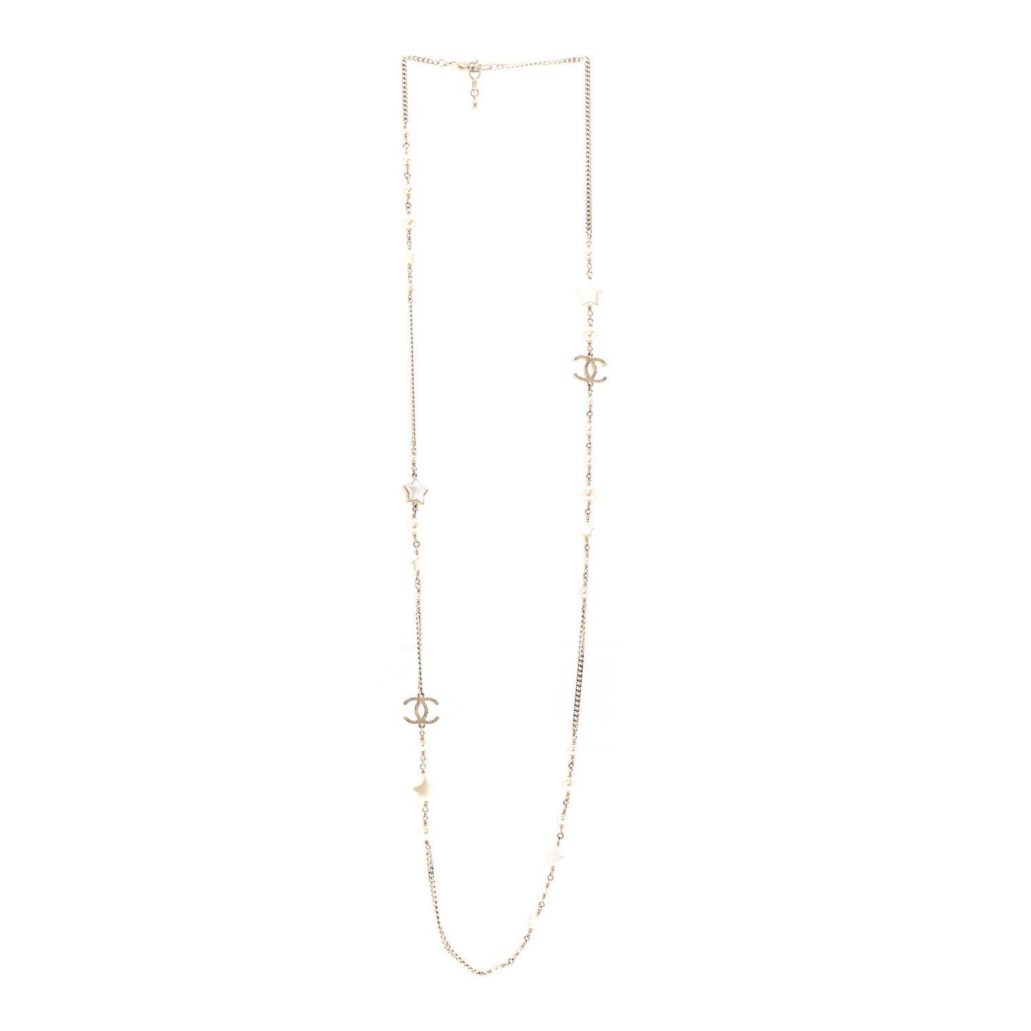 Chanel Pearl CC Star Long Necklace Gold 3 of 8