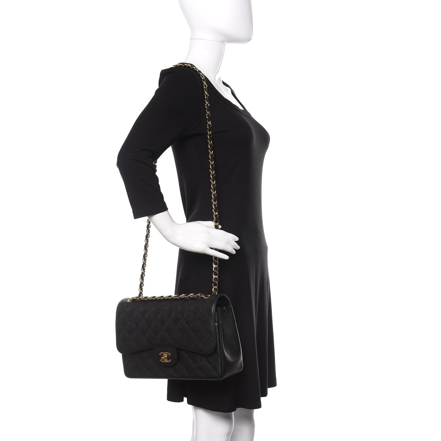 Chanel Caviar Quilted Jumbo Double Flap Black 3 of 11