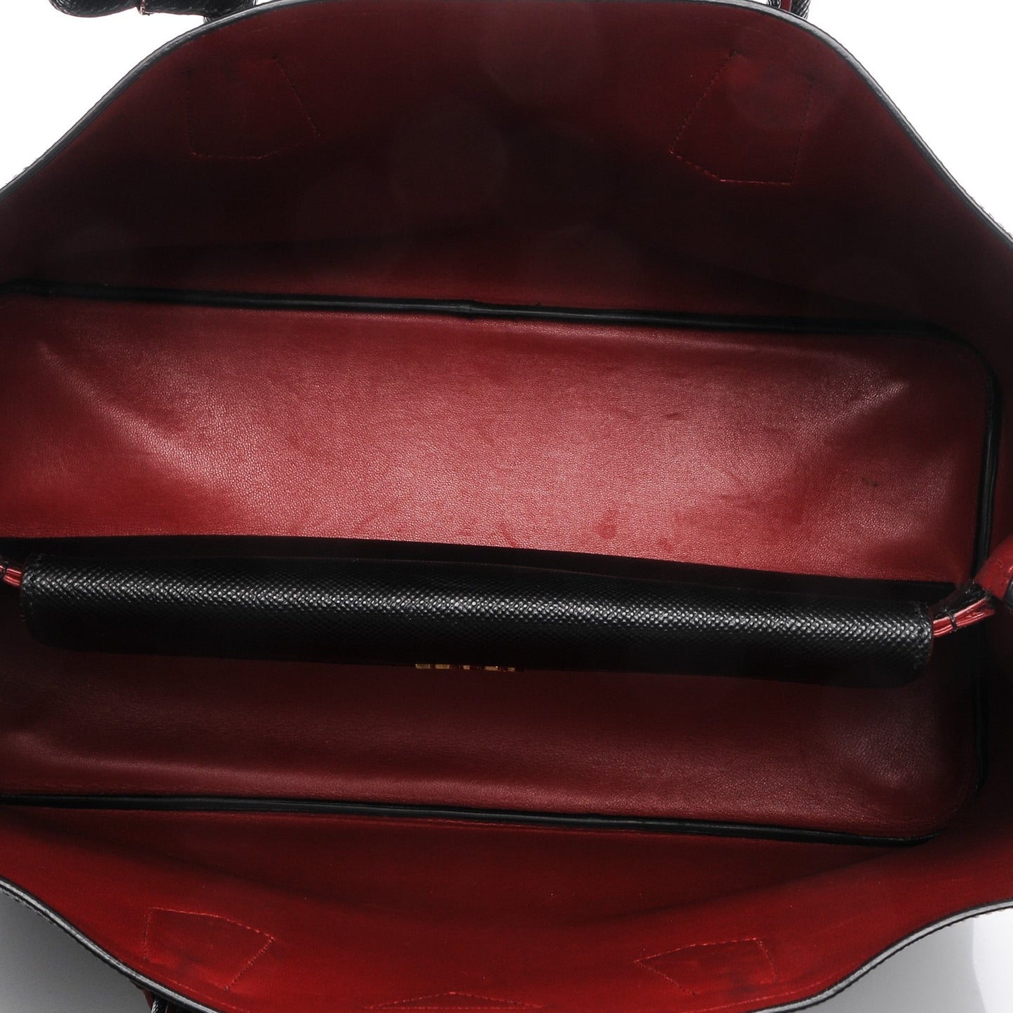 Saffiano Cuir Large Double Bag Nero Black Ciliegia