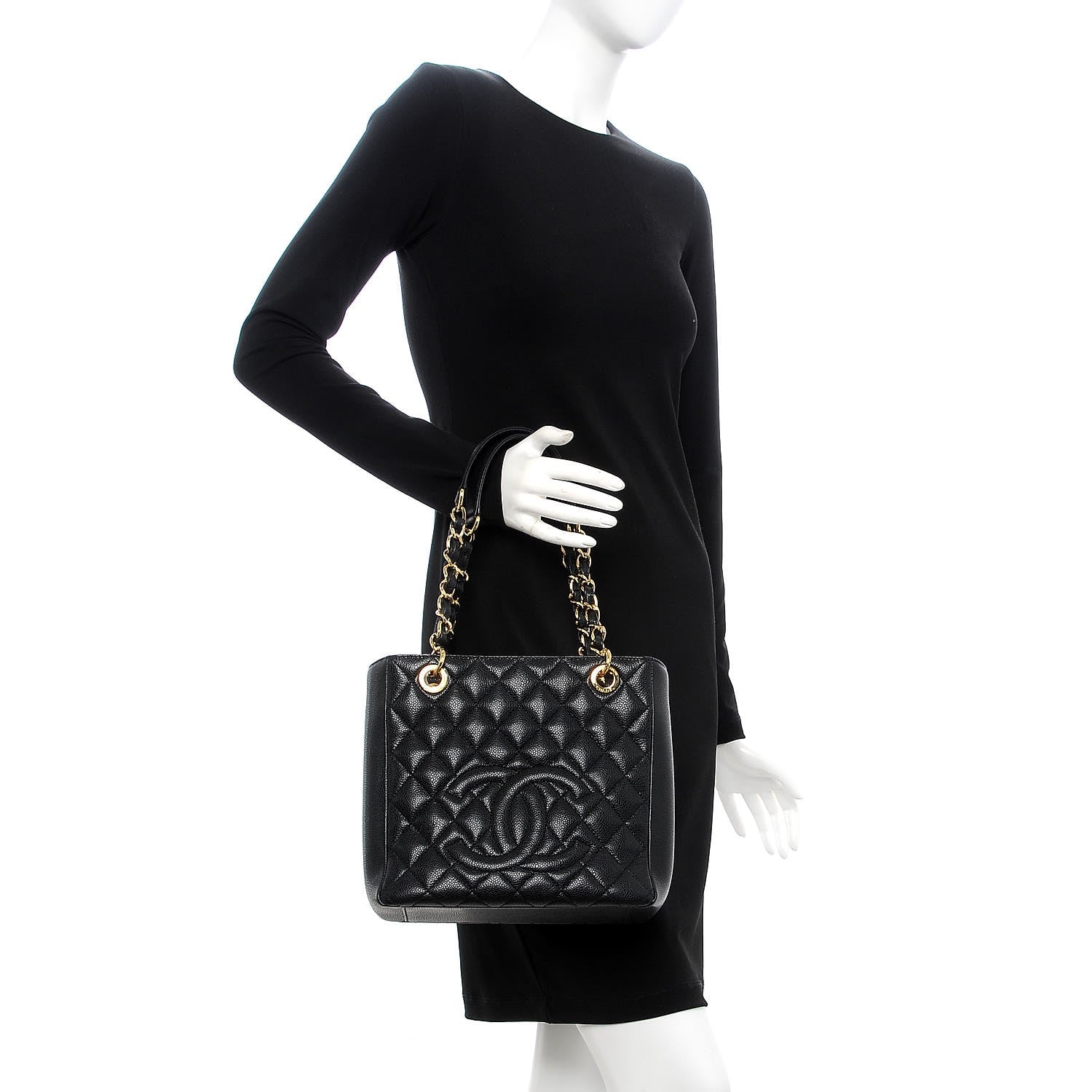 Chanel Caviar Quilted Petit Shopping Tote PST Black 2 of 7