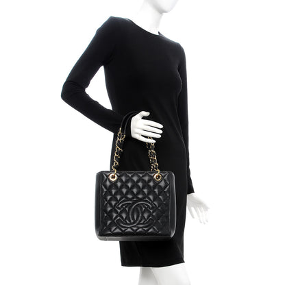 Chanel Caviar Quilted Petit Shopping Tote PST Black 2 of 7
