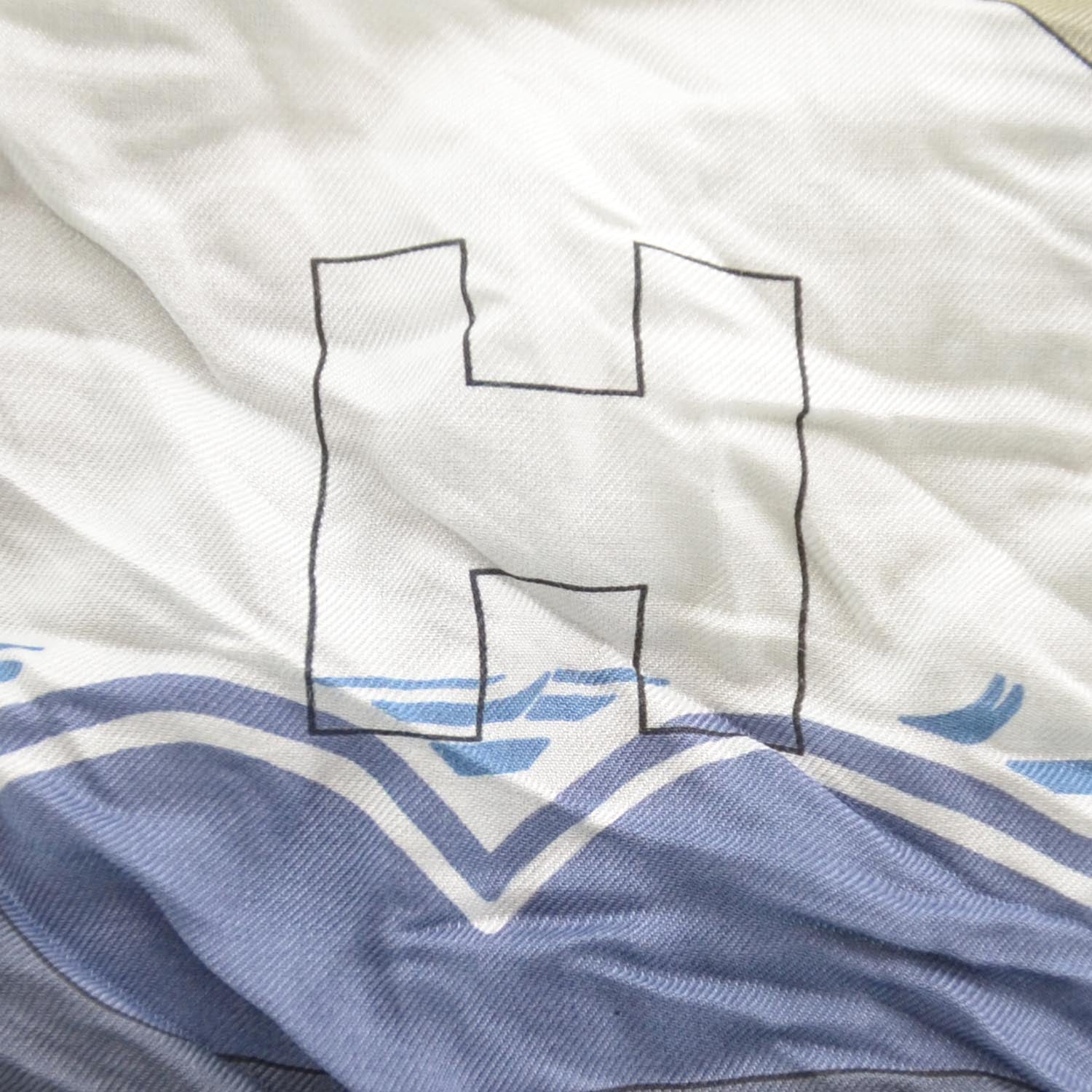 Hermes Cotton Silk Coaching Scarf Shawl 140 Blanc Cigare 6 of 10