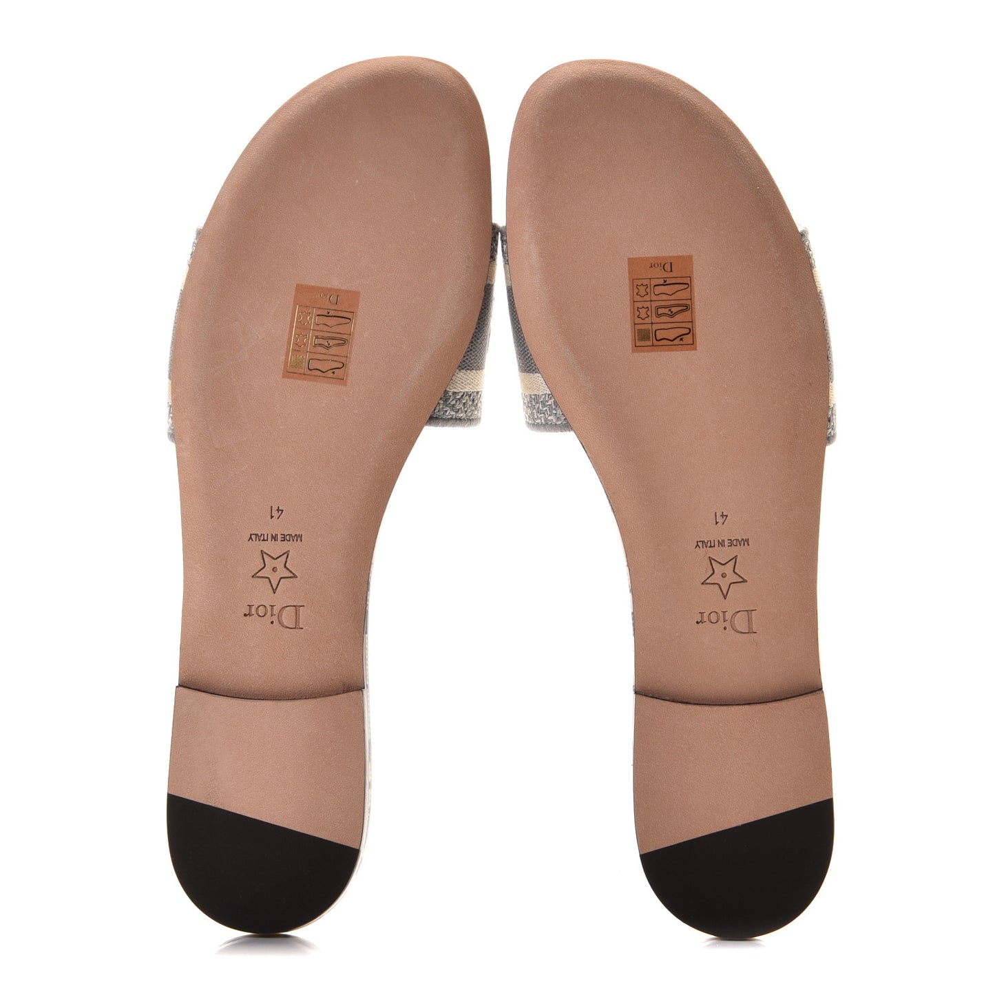 Canvas Check'N'Dior Pop Embroidered Dway Flat Slide Sandals 41 Grey Stone