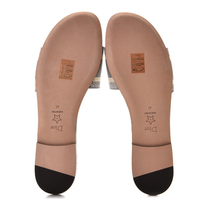 Christian Dior Canvas Check'N'Dior Pop Embroidered Dway Flat Slide Sandals 41 Grey Stone 7 of 11