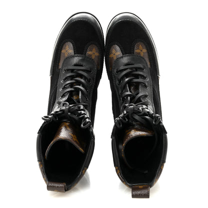 Louis Vuitton Suede Calfskin Monogram Laureate Platform Desert Boots 34.5 Black 2 of 9