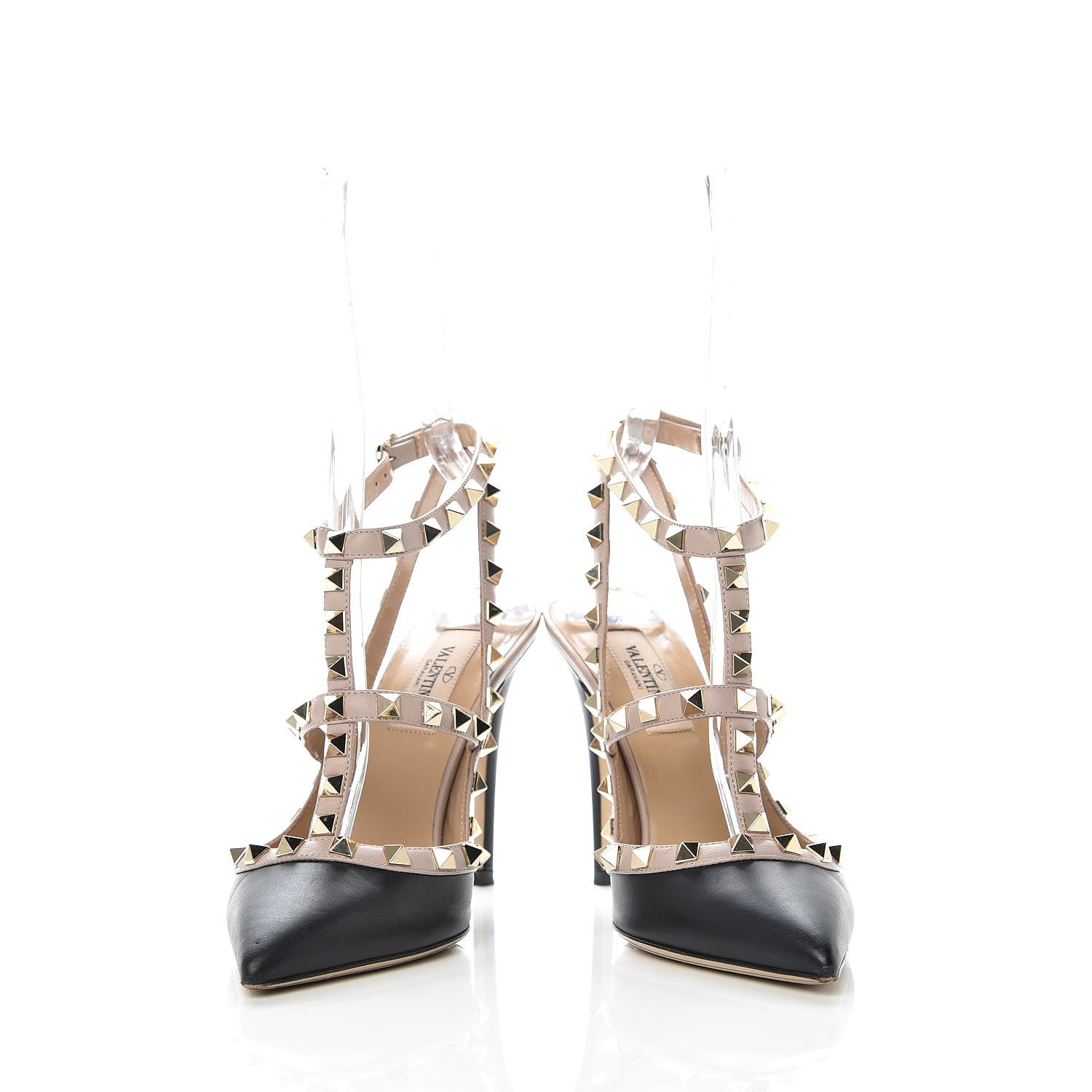 Valentino Garavani Nappa Rockstud Ankle Strap Pumps 37 Black Poudre 5 of 12