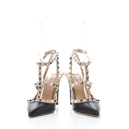 Valentino Garavani Nappa Rockstud Ankle Strap Pumps 37 Black Poudre 5 of 12