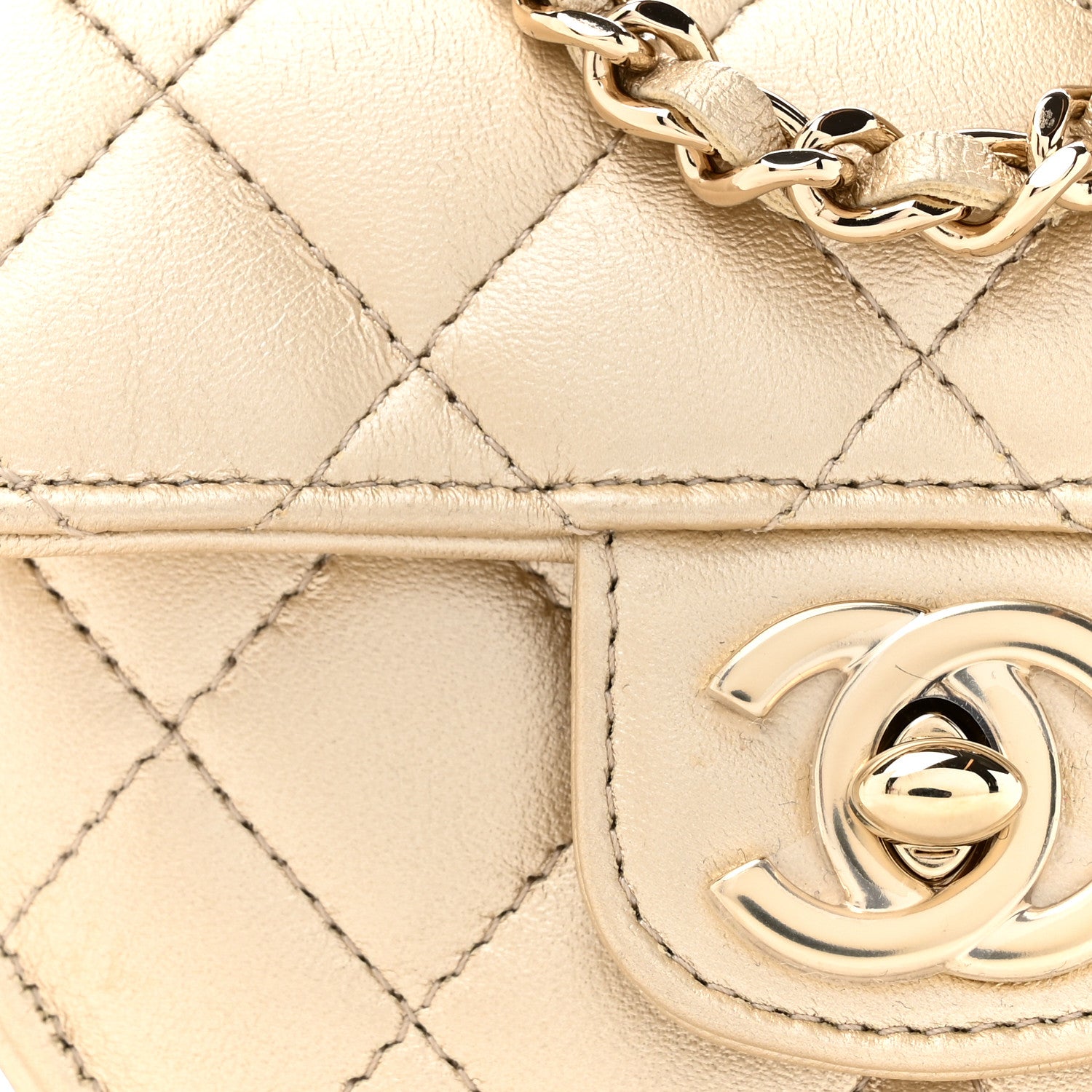 Chanel Metallic Lambskin Quilted CC In Love Heart Clutch With Chain Gold 8 of 11