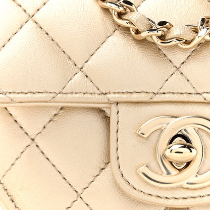 Chanel Metallic Lambskin Quilted CC In Love Heart Clutch With Chain Gold 8 of 11