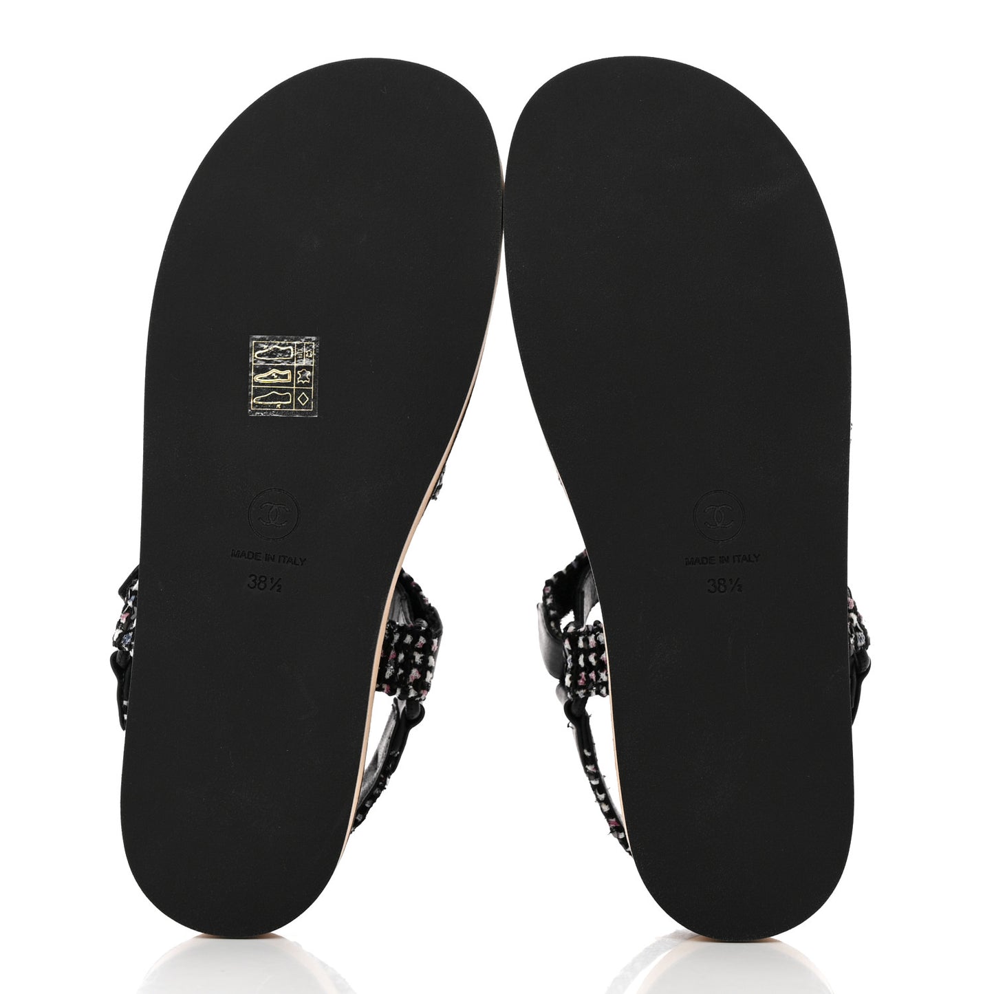 Tweed Lambskin Dad Sandals 38.5 Black White