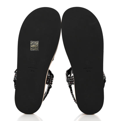 Chanel Tweed Lambskin Dad Sandals 38.5 Black White 5 of 13