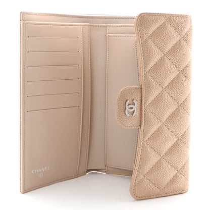 Chanel Pearly Caviar Quilted Large Gusset Flap Wallet Dark Beige 5 of 11