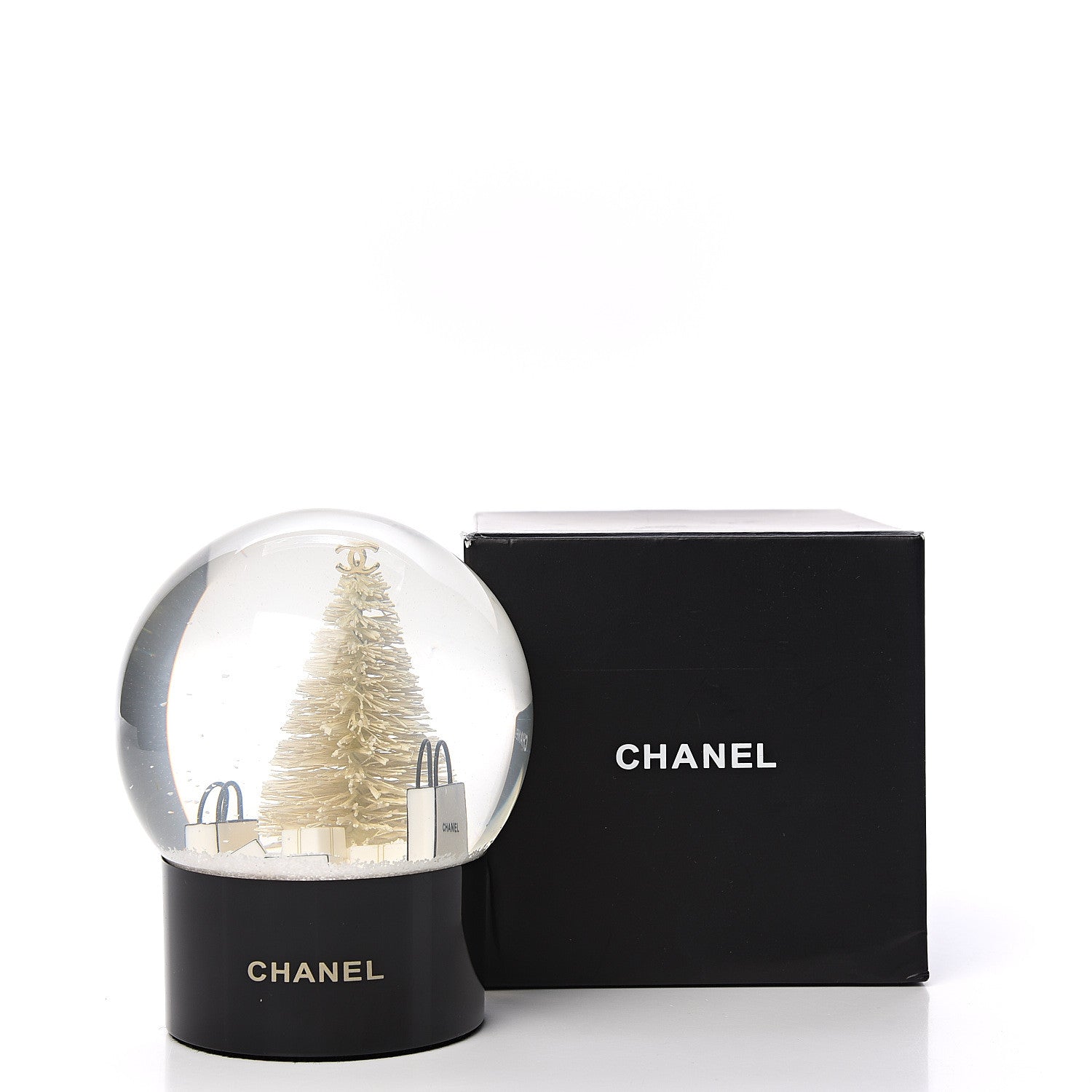 Chanel Glass Christmas Tree Shopping Bag Snow Globe 4 of 4