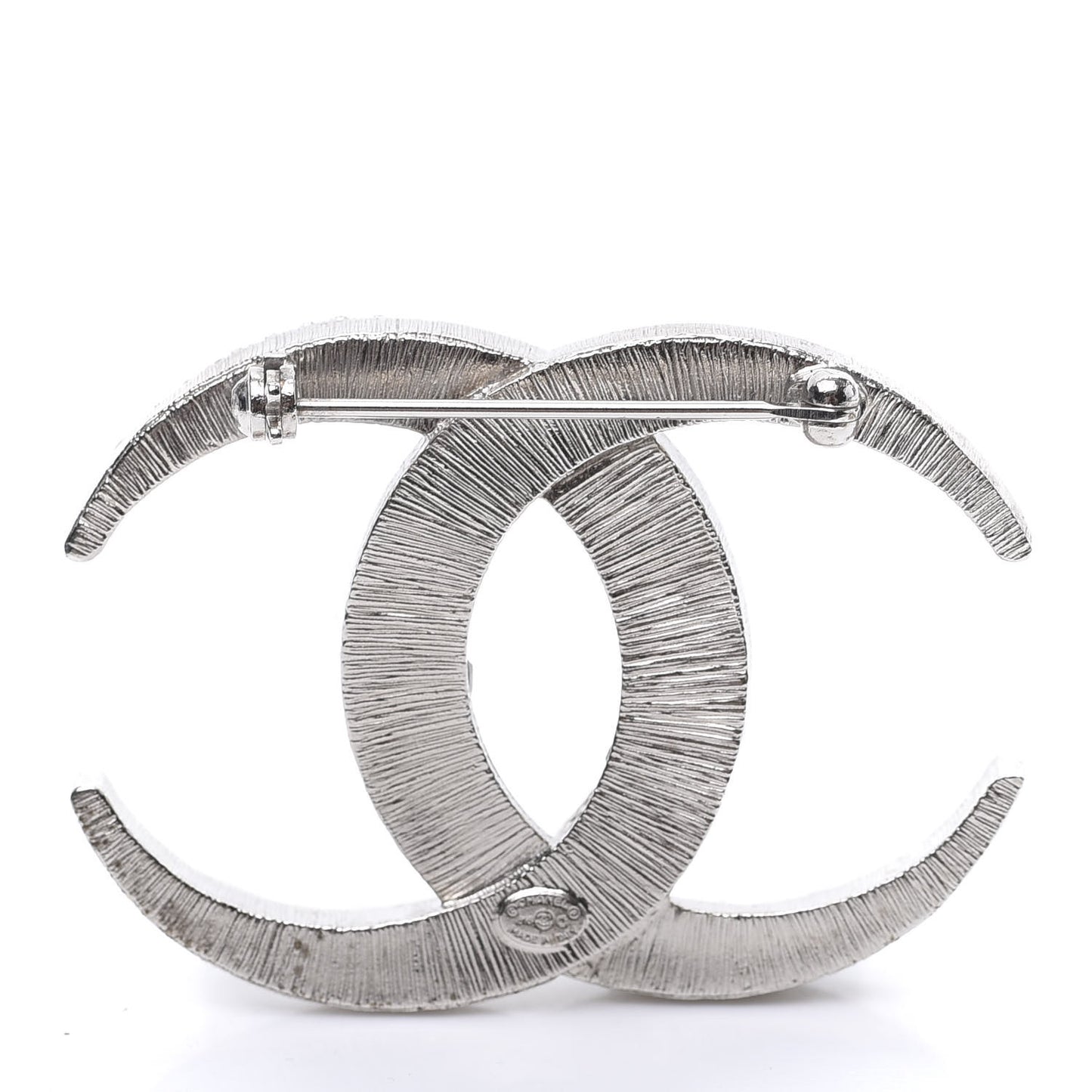 Baguette Crystal Dubai CC Brooch Silver