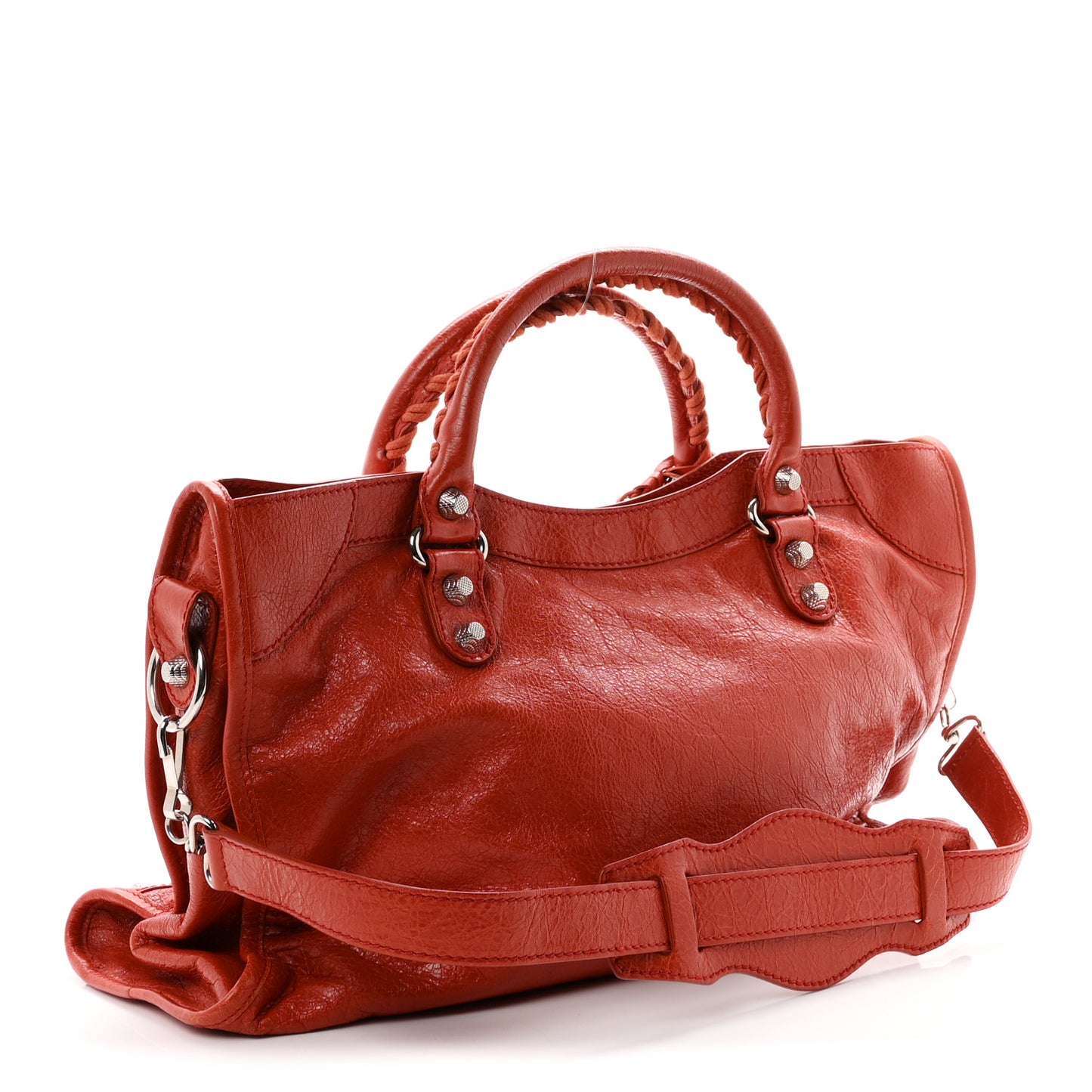 Agneau Giant 12 Silver Hardware City Rouge Ambre
