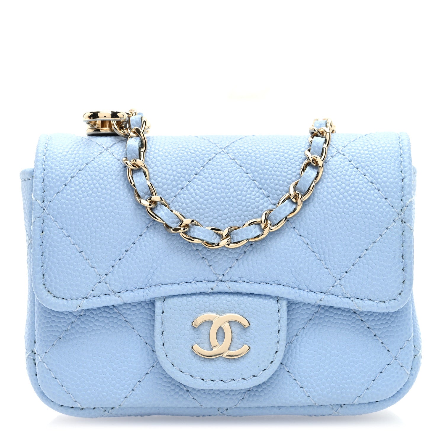 Chanel Caviar Quilted Mini Chain Belt Bag Light Blue 1 of 9